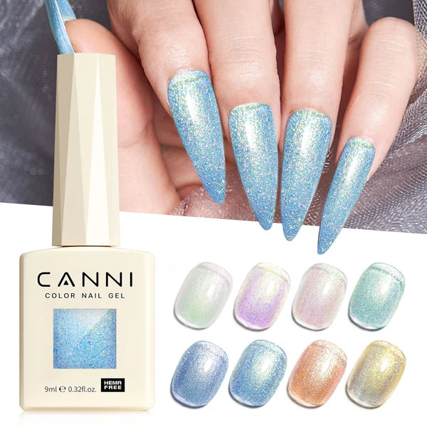 CANNI HEMA-FREE & TPO-FREE Glitter Gélový Lak 9 ml – Aurora Glitter Series - 8065