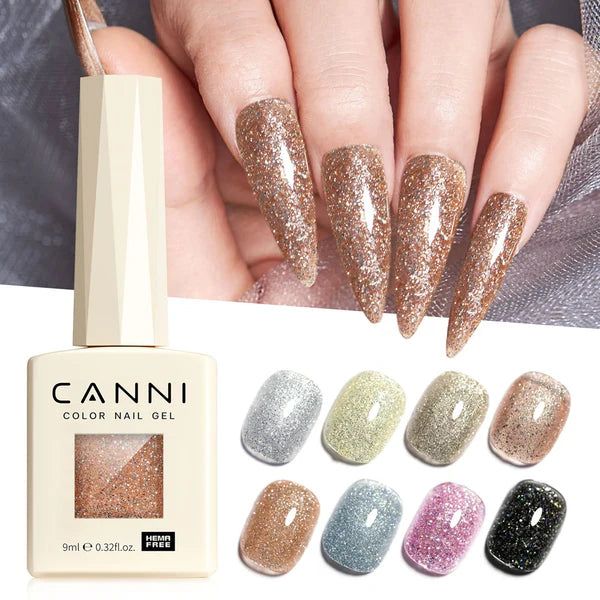 CANNI HEMA-FREE & TPO-FREE Glitter Gélový Lak 9 ml – Diamond Glitter Series - 8058