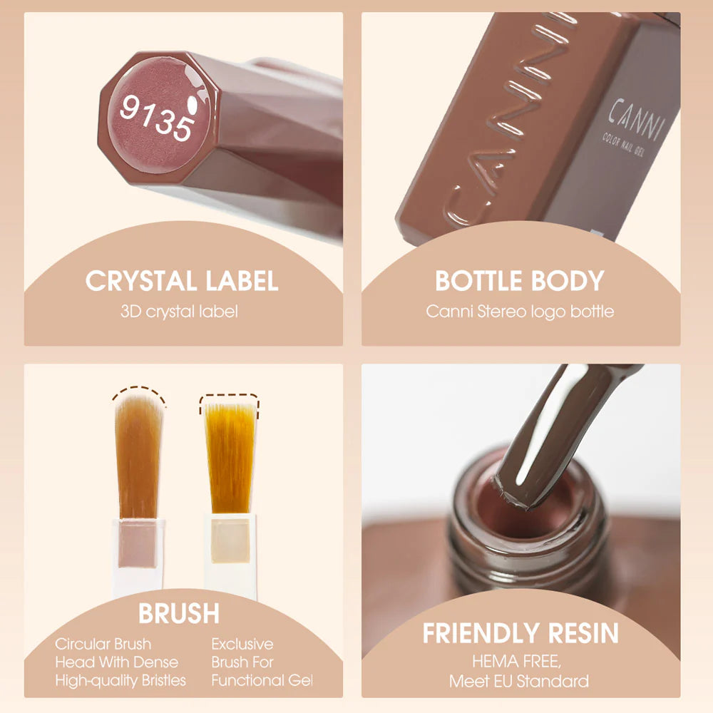 CANNI HEMA & TPO Free UVLED gélový lak 9 ml – 9143