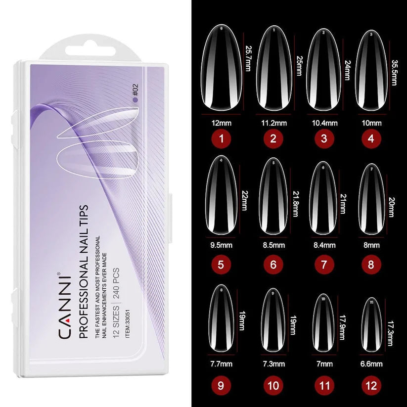 CANNI Soft Gel tipy na nechty No.02 – mandľové, 240 ks / 12 veľkostí