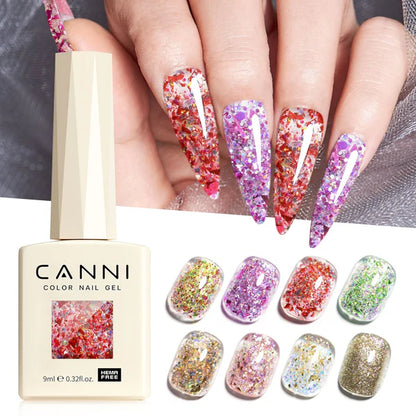 CANNI HEMA-FREE & TPO-FREE Glitter Gélový Lak 9 ml – Prism Flash Series - 8078
