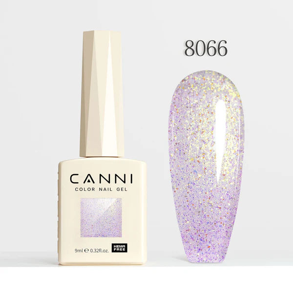 CANNI HEMA-FREE & TPO-FREE Glitter Gélový Lak 9 ml – Aurora Glitter Series - 8066