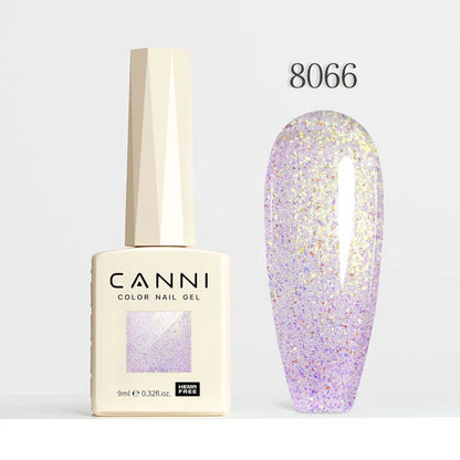 CANNI HEMA-FREE & TPO-FREE Glitter Gélový Lak 9 ml – Aurora Glitter Series - 8066