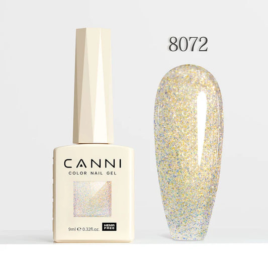 CANNI HEMA-FREE & TPO-FREE Glitter Gélový Lak 9 ml – Aurora Glitter Series - 8072