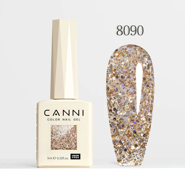 CANNI HEMA-FREE & TPO-FREE Glitter Gélový Lak 9 ml – Dawn Crystal Flash Series - 8090