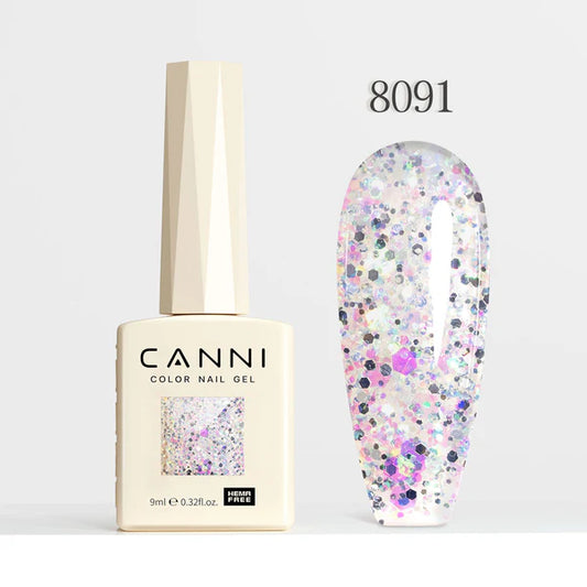CANNI HEMA-FREE & TPO-FREE Glitter Gélový Lak 9 ml – Dawn Crystal Flash Series - 8091
