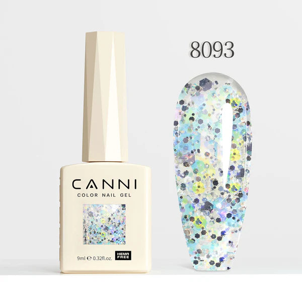 CANNI HEMA-FREE & TPO-FREE Glitter Gélový Lak 9 ml – Dawn Crystal Flash Series - 8093