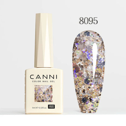 CANNI HEMA-FREE & TPO-FREE Glitter Gélový Lak 9 ml – Dawn Crystal Flash Series - 8095
