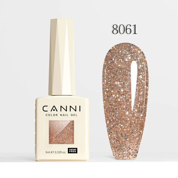 CANNI HEMA-FREE & TPO-FREE Glitter Gélový Lak 9 ml – Diamond Glitter Series - 8061