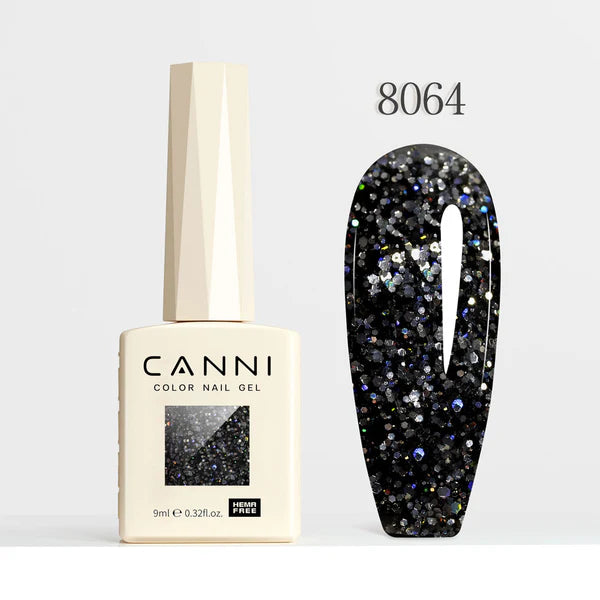 CANNI HEMA-FREE & TPO-FREE Glitter Gélový Lak 9 ml – Diamond Glitter Series - 8064