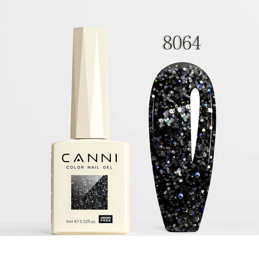 CANNI HEMA-FREE & TPO-FREE Glitter Gélový Lak 9 ml – Diamond Glitter Series - 8064