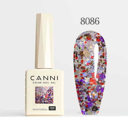 CANNI HEMA-FREE & TPO-FREE Glitter Gélový Lak 9 ml – Glitz Flash Series - 8086