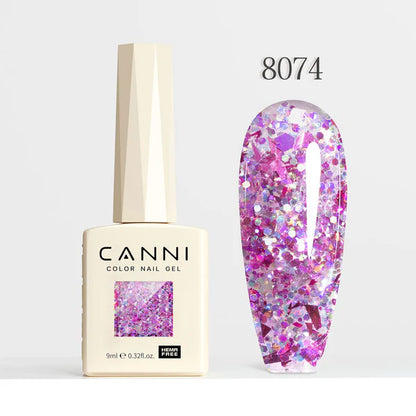 CANNI HEMA-FREE & TPO-FREE Glitter Gélový Lak 9 ml – Prism Flash Series - 8074