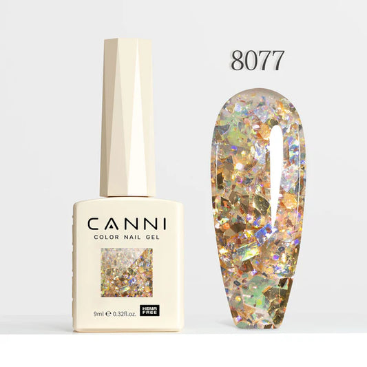 CANNI HEMA-FREE & TPO-FREE Glitter Gélový Lak 9 ml – Prism Flash Series - 8077