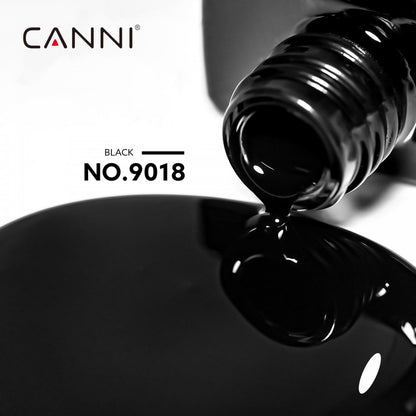 CANNI HEMA & TPO Free UVLED gélový lak 9 ml – 9018 (Čierna)
