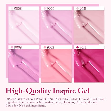 CANNI HEMA &amp; TPO Free UV/LED sada gelových laků 6x9ml - 2302 - Pink Champagne Dreams