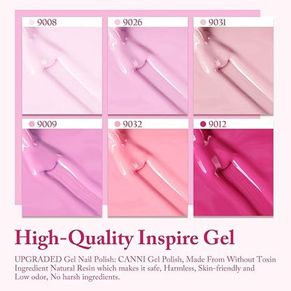 CANNI HEMA &amp; TPO Free UV/LED sada gelových laků 6x9ml - 2302 - Pink Champagne Dreams