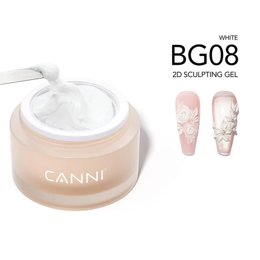 CANNI 2D Sculpting Gel BG08 – biely zdobiaci gél na reliéfne vzory, 10 g