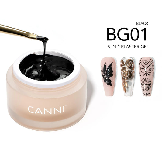 CANNI 5in1 Plaster Gel BG01 – čierny zdobiaci gél na nechty, 10 g