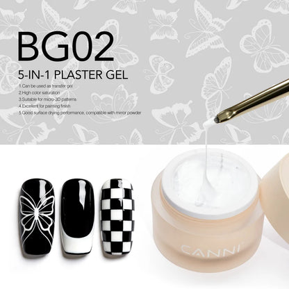CANNI 5in1 Plaster Gel BG02 – biely zdobiaci gél na nechty, 10 g