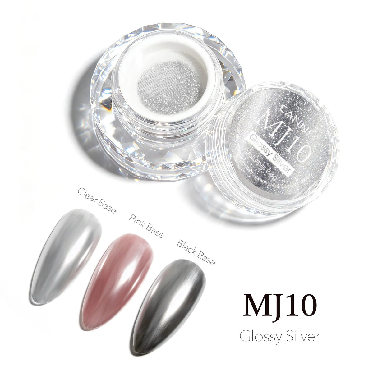 CANNI chrómový prášok na nechty – Glossy Silver – MJ10 – 0,3 g