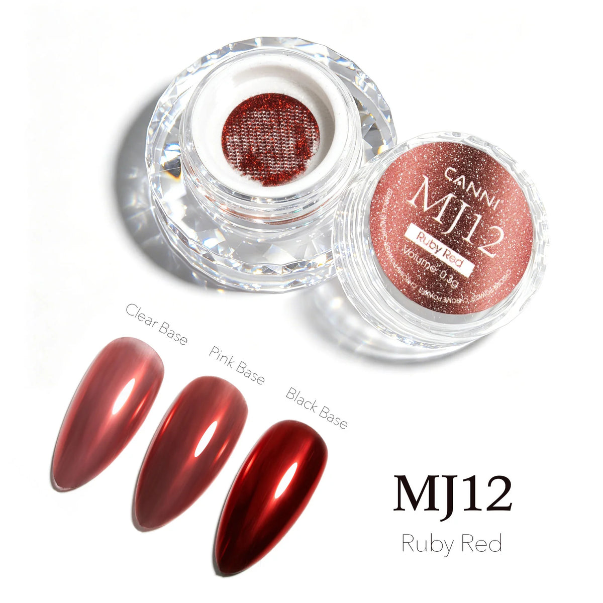 CANNI chrómový prášok na nechty – Ruby Red – MJ12 – 0,3 g