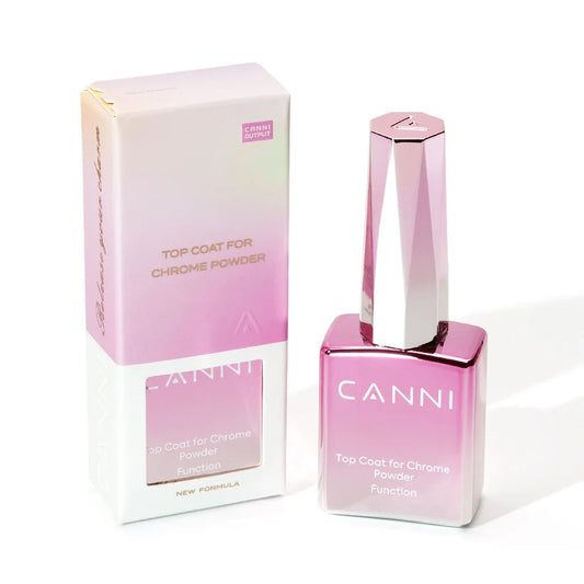 CANNI Chrome Powder Top Coat – bezvýpotkový vrchný gél na chrómový prášok – 9 ml