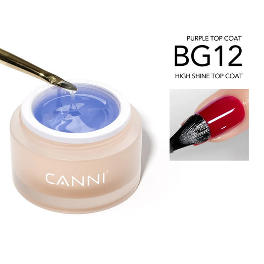 CANNI High Shine Purple Top Coat BG12 – lesklý vrchný gél, 10 g