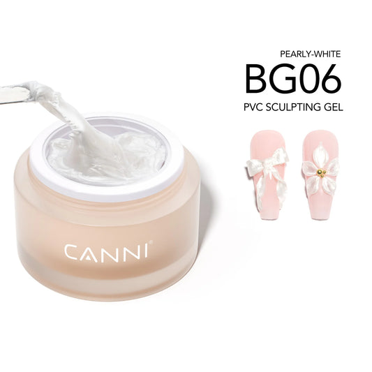 CANNI PVC Sculpting Gel BG06 – perleťovo biely 3D zdobiaci gél, 10 g