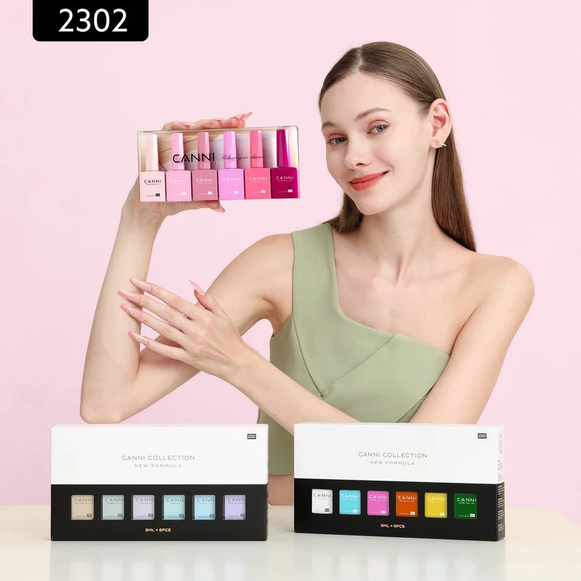 CANNI HEMA &amp; TPO Free UV/LED sada gelových laků 6x9ml - 2302 - Pink Champagne Dreams