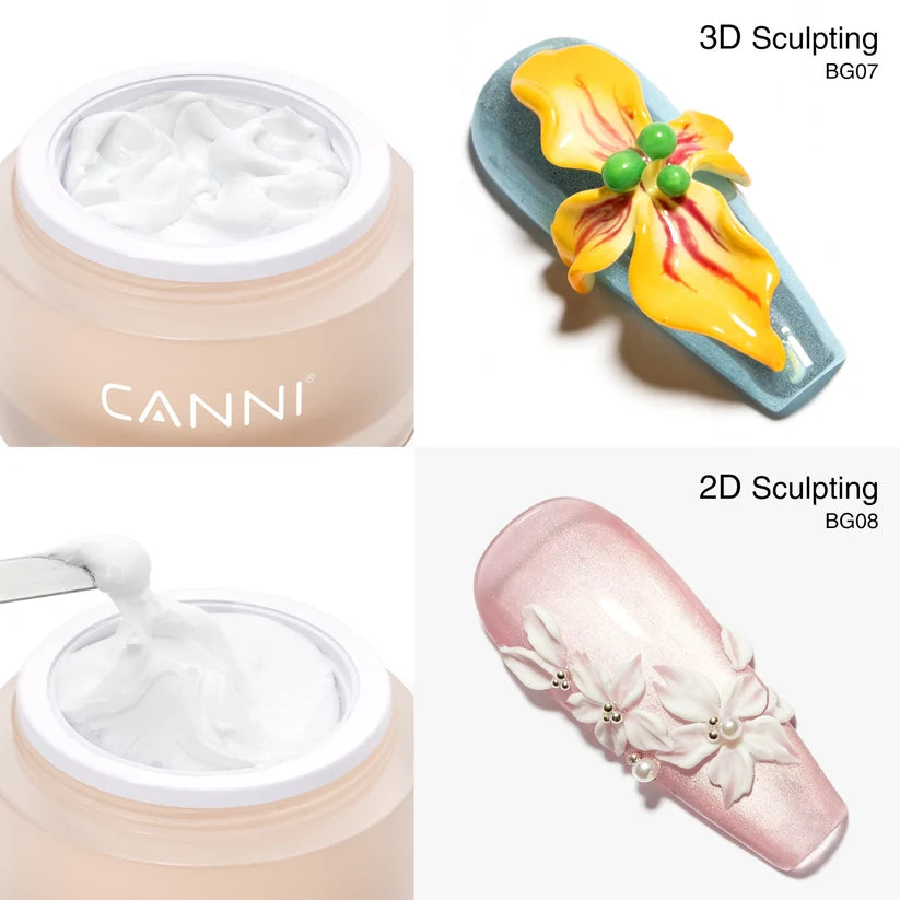 CANNI 3D Sculpting Gel BG07 – biely 3D zdobiaci gél, 10 g