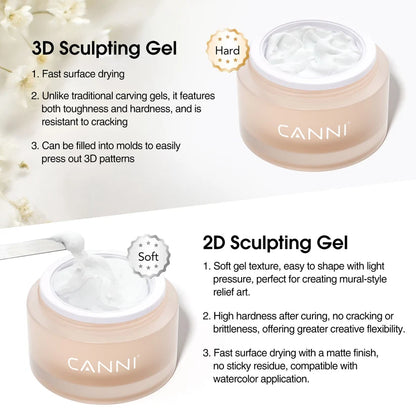 CANNI 2D Sculpting Gel BG08 – biely zdobiaci gél na reliéfne vzory, 10 g