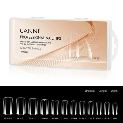 CANNI Soft Gel tipy na nechty No.01 – štvorcové, 240 ks / 12 veľkostí