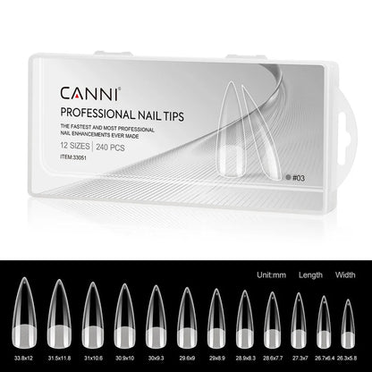 CANNI Soft Gel tipy na nechty No.03 – Stiletto, 240 ks / 12 veľkostí