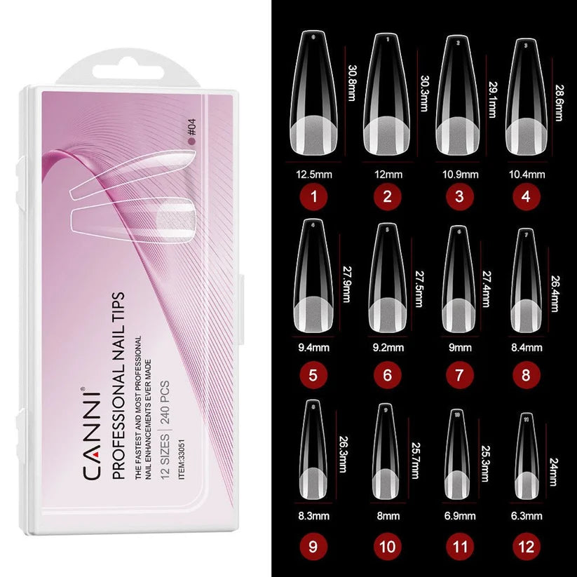 CANNI Soft Gel tipy na nechty No.04 – Coffin, 240 ks / 12 veľkostí