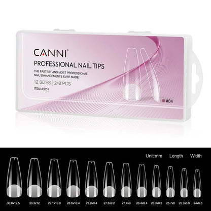 CANNI Soft Gel tipy na nechty No.04 – Coffin, 240 ks / 12 veľkostí