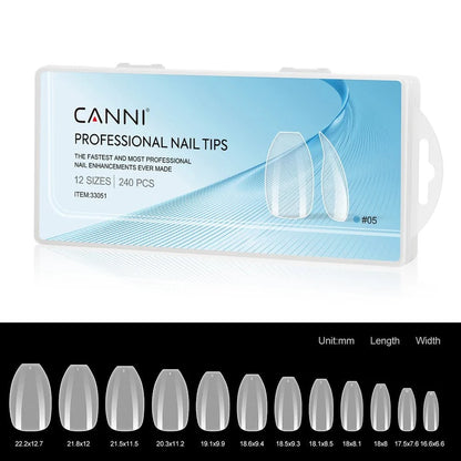 CANNI Soft Gel tipy na nechty No.05 – krátke Coffin, 240 ks / 12 veľkostí