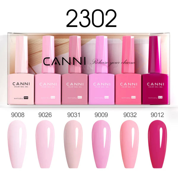 CANNI HEMA &amp; TPO Free UV/LED sada gelových laků 6x9ml - 2302 - Pink Champagne Dreams